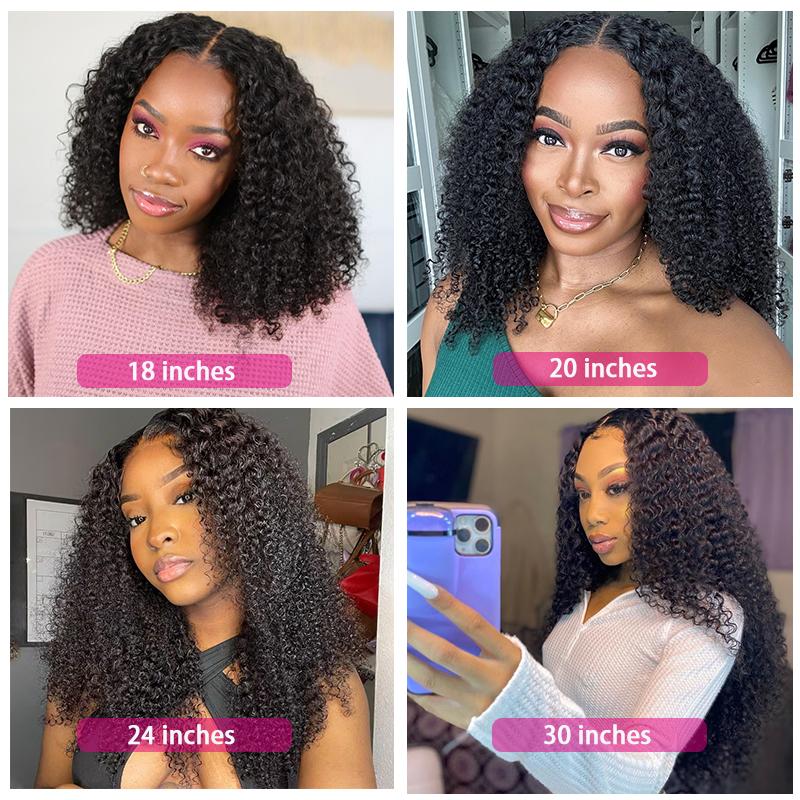 MORE FACE Kinky Curly Lace Front Wigs 13x4 Transparent Lace Frontal Wigs Human Hair Pre Plucked With Baby Hair