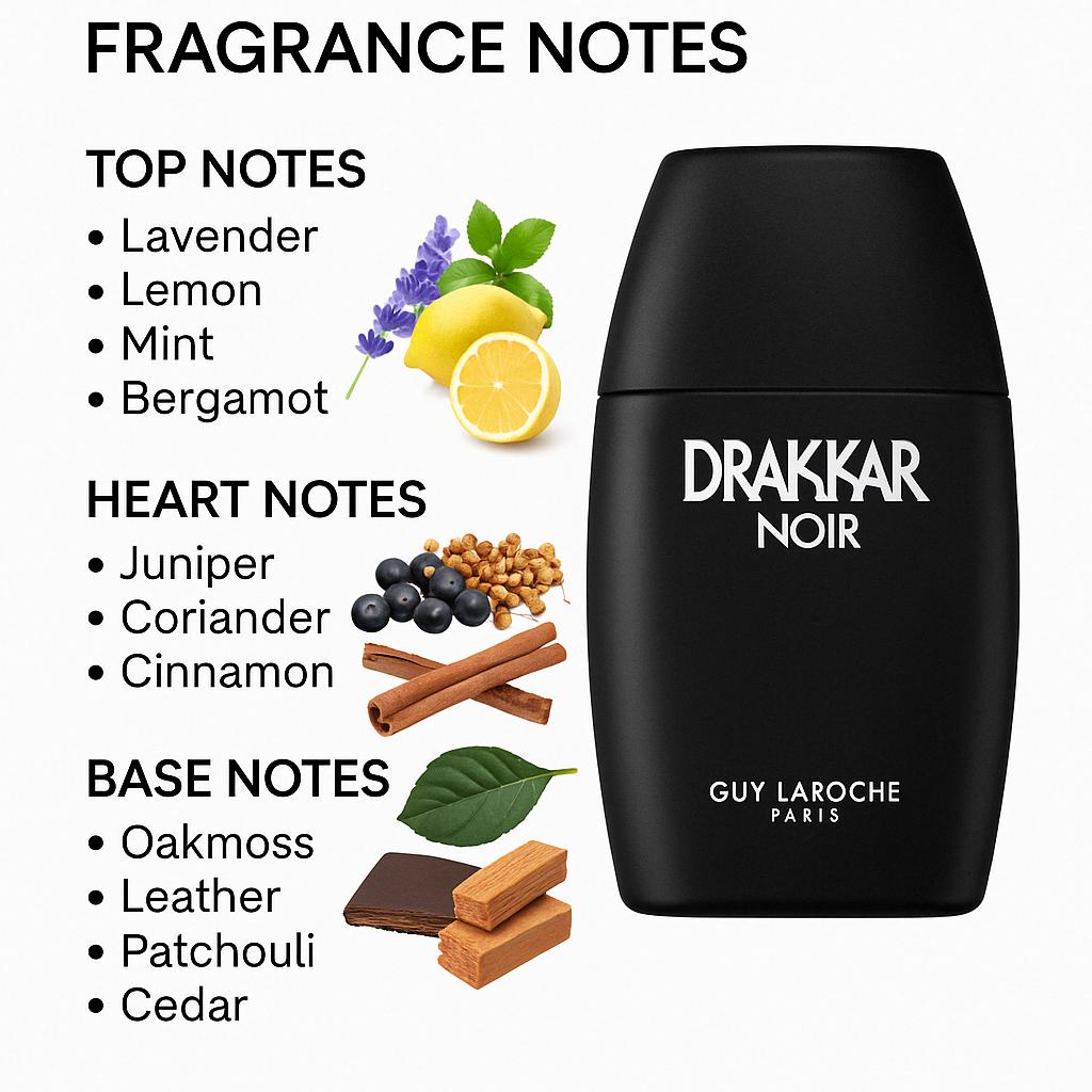 6.7 oz Guy Laroche  Drakkar Noir for Men, Long Lasting Mens Cologne,Eau De Toilette, Holiday Gift