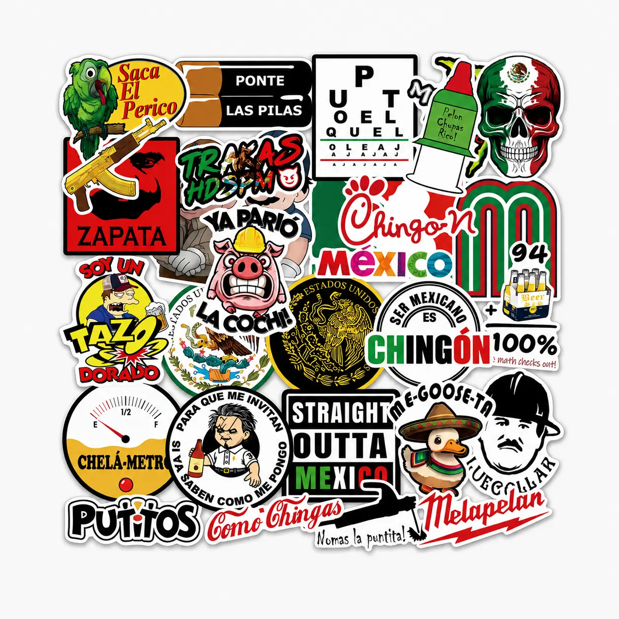 30Pcs Mexican Inspired Funny Sticker Pack, Latino Humor Meme Decals for Laptop Water Bottle Hard Hat Toolbox, Creative Sticker Gift for Adults Men Women Teens
