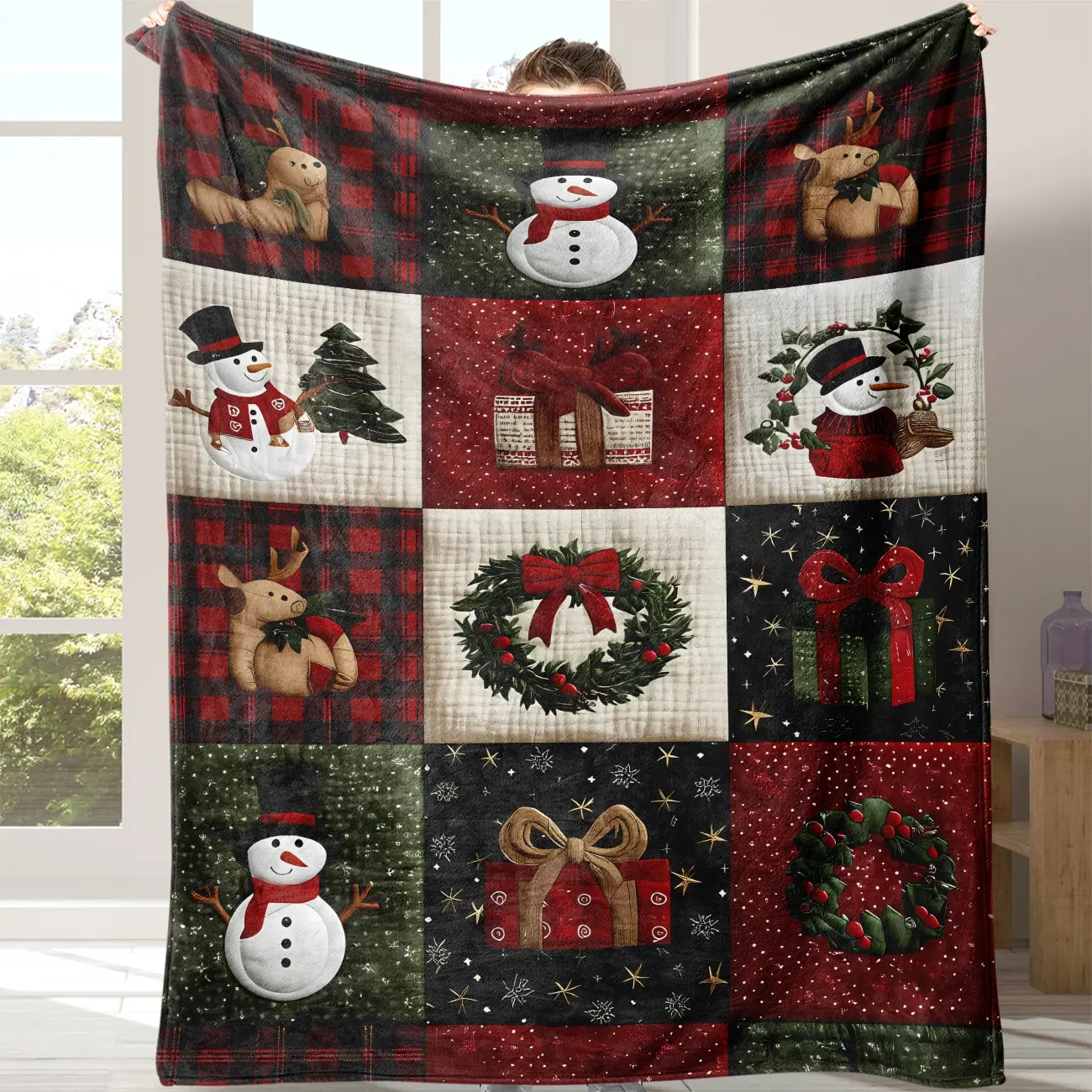 1pc Snowman Christmas Blanket Flannel Soft Plush Throw for Sofa Bed Couch, Warm Comfortable Lightweight Gift for Home Office Travel Camping