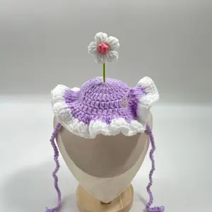 Pet cat hat, Springfield flower, cute cat headband, dog head ornament, handmade woven decoration