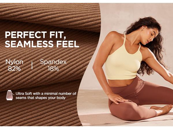 ODODOS Women's Crop 3-Pack Seamless Rib-Knit Camisole Crop Tank Tops