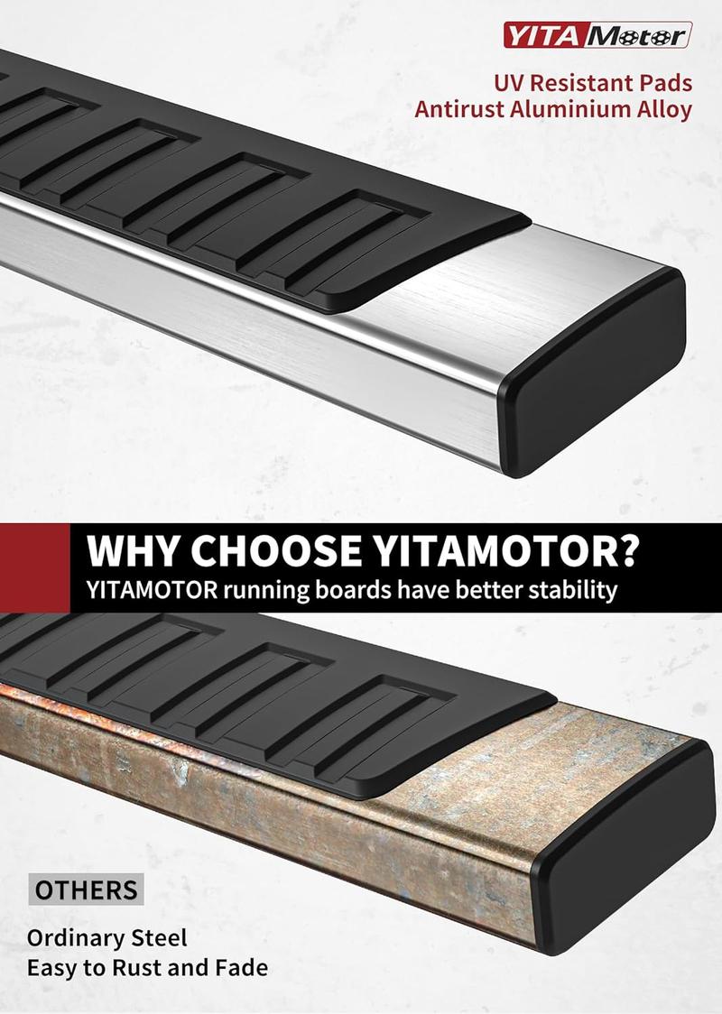 YITAMOTOR 6/6.5 inches Running Boards Compatible with 2024-2025 Toyota Tacoma Double Cab Side Step Nerf Bars with 8 Brackes Heavy Duty Aluminum Running Boards