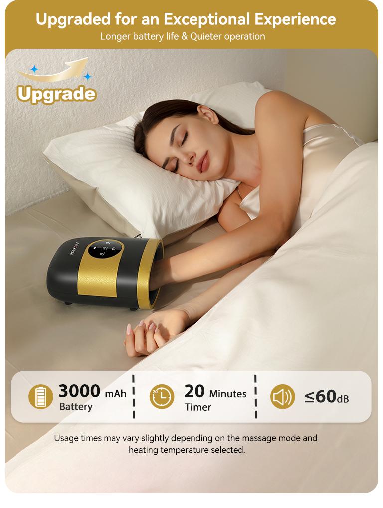 [Plus Model] CINCOM New Hand Massager, Cordless Finger Soother with Gentle Warmth, Customizable Comfort Settings, Easy-to-Read Display, Rechargeable, Perfect for Relaxation, Ideal Gift for Loved Ones