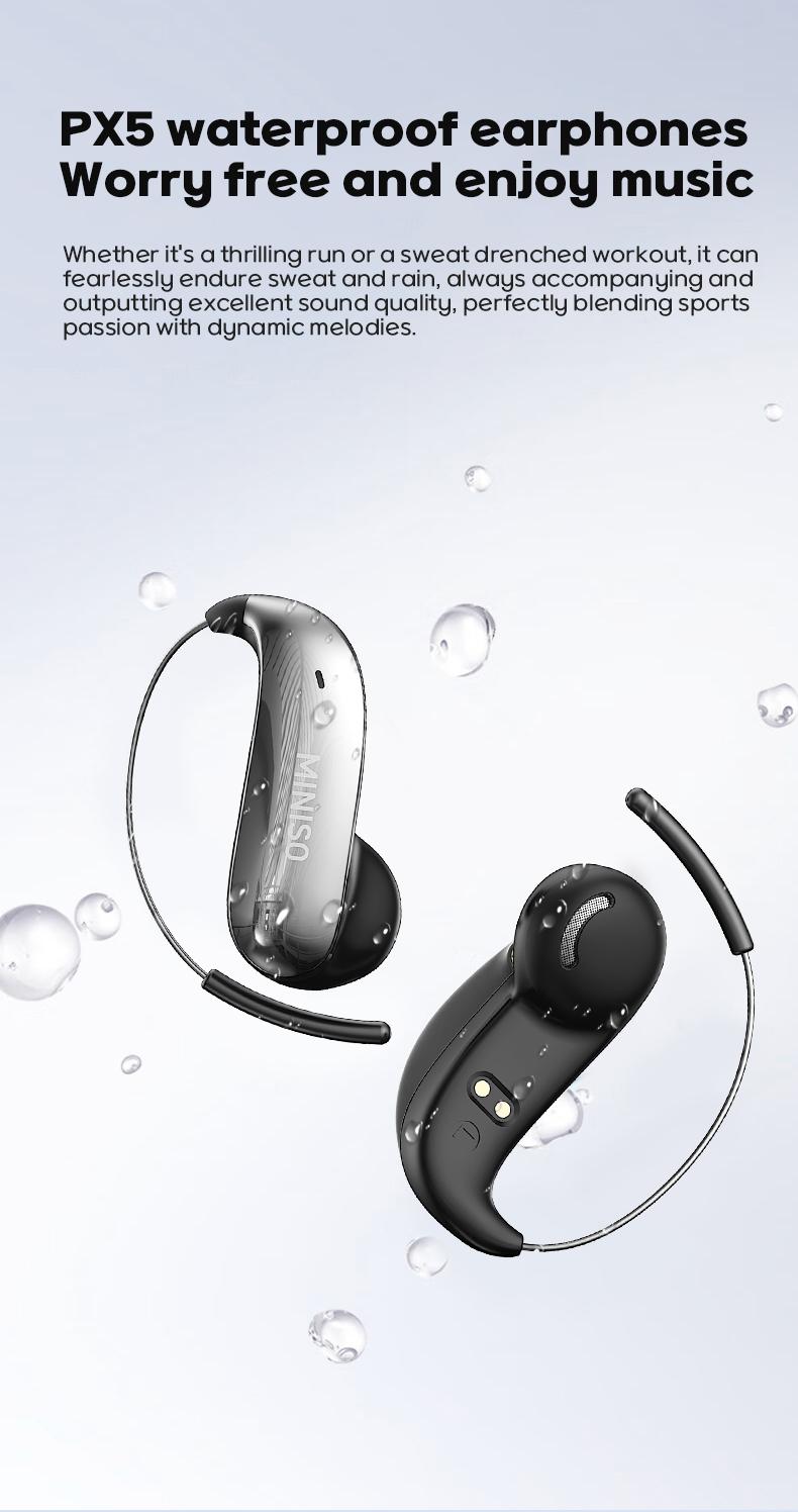 MINISO MS210 Ear Buds - Bluetooth Headphones with Zero‑Gravity Titanium Ear‑Hook Design, Noise Isolation, Bluetooth 6.0, Waterproof & Sweatproof, Ideal for Travel & Electronic Gifts for Men and Women MINISO MS210 Ear Buds - Bluetooth Headphones with Zero‑Gravity Titanium Ear‑Hook Design, Noise Isolation, Bluetooth 6.0, Waterproof & Sweatproof, Ideal for Travel & Electronic Gifts for Men and Women