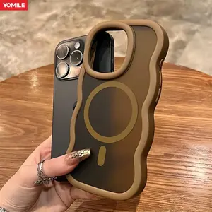 Luxury Matte Magnetic Wavy Curly Bumper Case For iPhone 17 Air16E 15 14 Plus 13 12 Pro Max For Magsafe Shockproof Silicone Cover