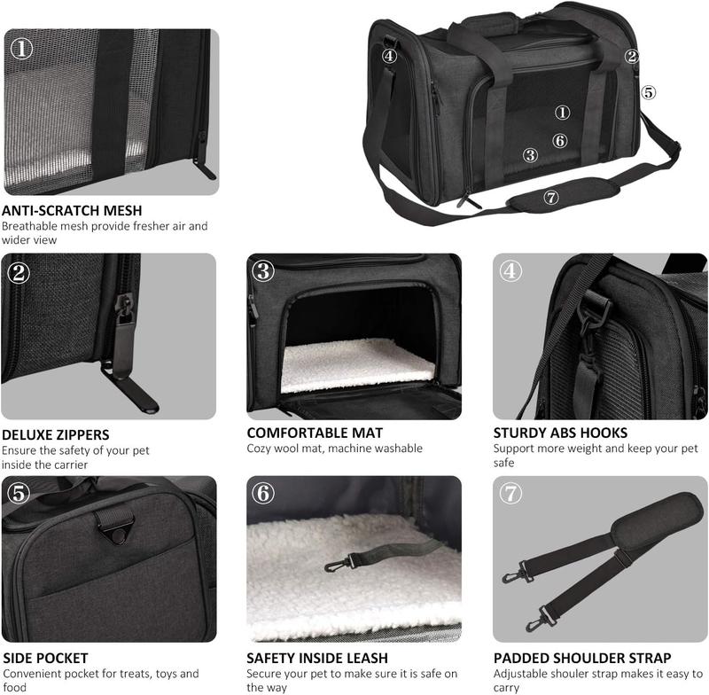 COZPAW Large Cat Carriers Dog Carrier Pet Carrier for Large Cats Dogs Puppies up to 25Lbs, Big Dog Carrier Soft Sided, Collapsible Travel Puppy Carrier - Large