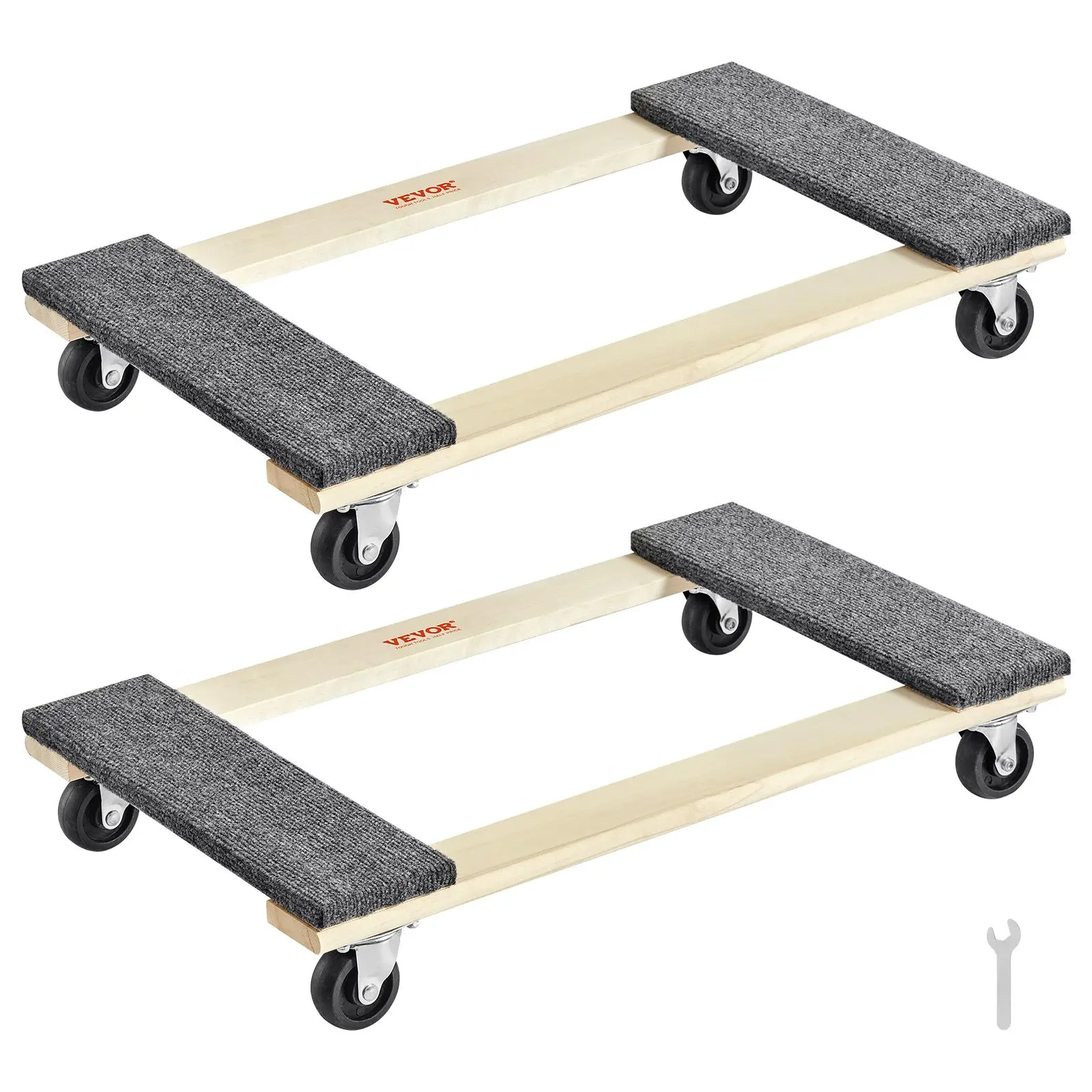 【SummerFinds】VEVOR Furniture Dolly, 1000 lbs Each Load Capacity, 2 Packs, 18" x 30", 8 x 3" PP Swivel Casters, Heavy Duty Hardwood Furniture Moving Dolly, Mover's Dolly, Moving Cart with Wheels for Heavy Furniture