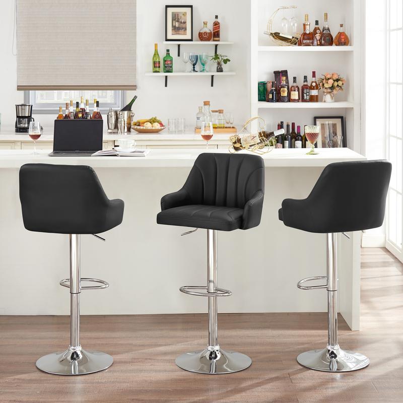 VECELO Bar Stools Set of 2 Counter Height Modern Swivel Bar Stools,Kitchen Island Bar Stools Set of 2 with High Backrest,Adjustable Swivel Stool Bar Height Chairs for Bar, Kitchen, Dining Room