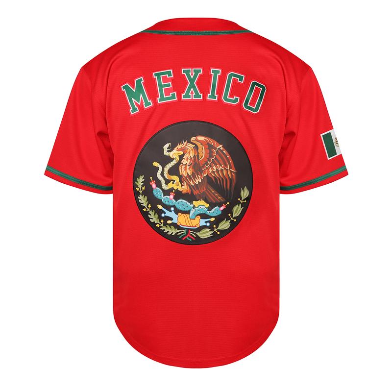 Mexican Pride Baseball Jersey for Men Eagle & FlagButton-Down Dia de la Independencia Edition Virgen deGuadalupe Inspired Authentic Mexican Baseball ShirtVintage Sports Uniform Breathable