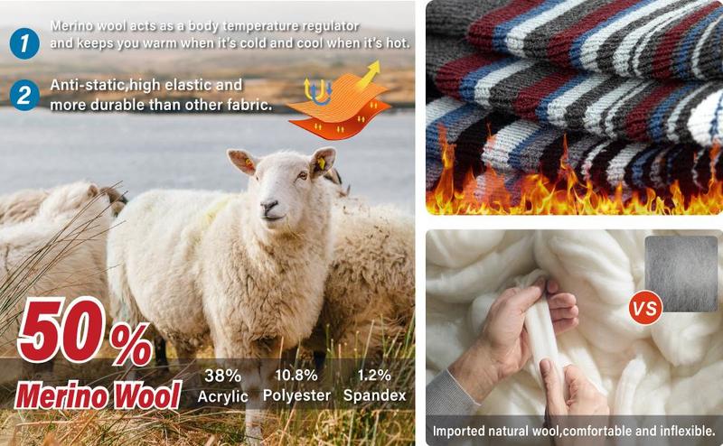 No More Cold Feet! 2 Pair Thermal Ski Socks for Men & Women, Wool Blend Knee High Design