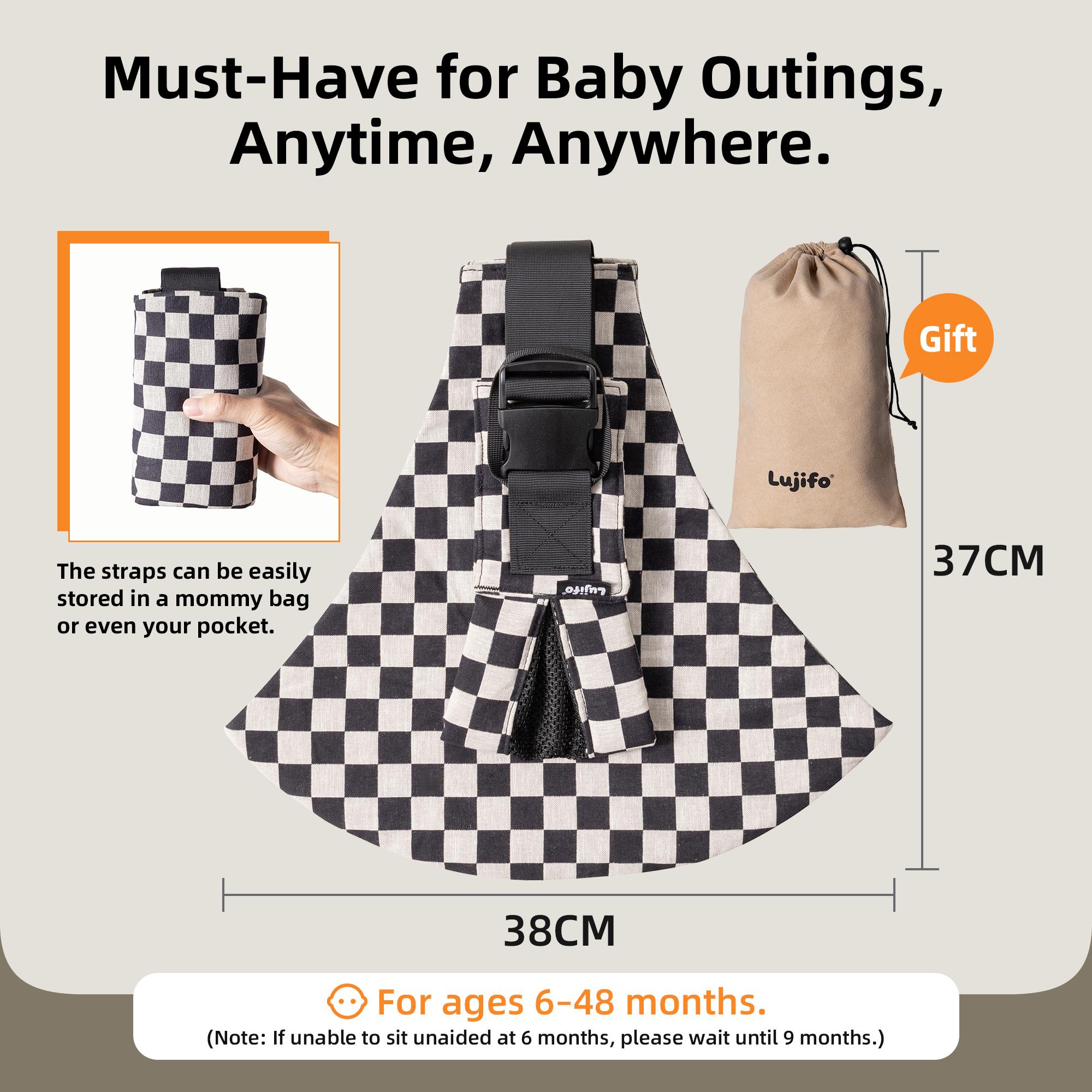 LUJIFO Checkerboard Side Baby Carrier, Lightweight Cotton Linen Sling Carrier for Toddler, Easy Carry Babywearing Essential LUJIFO Checkerboard Side Baby Carrier, Lightweight Cotton Linen Sling Carrier for Toddler, Easy Carry Babywearing Essential