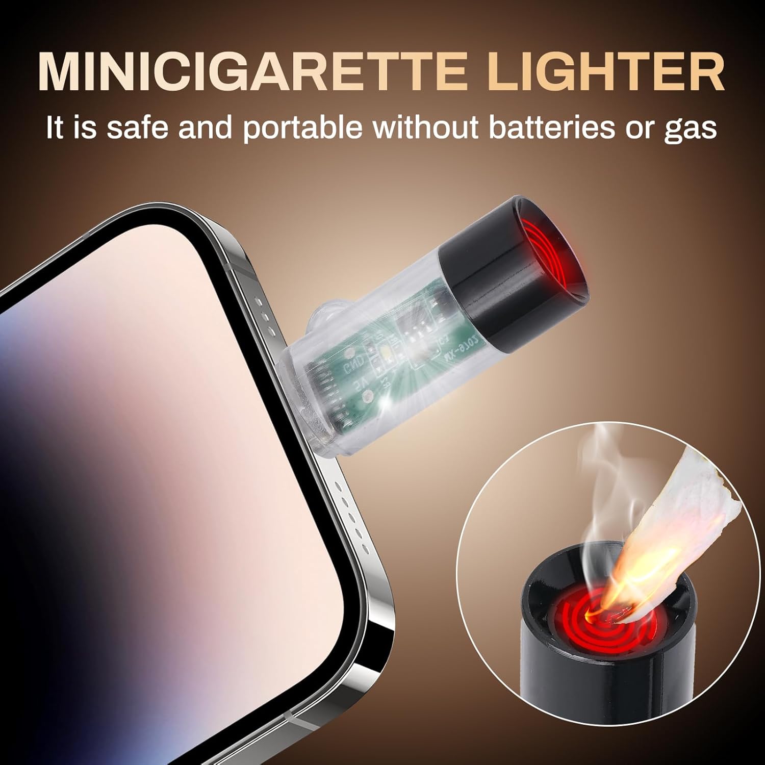 2026 USB Type-C Electric Lighter, Phone or Power Bank Powered, mini, Lightweight, Activated by plugging into Power Source, Automatically Turns Off After 10 Seconds , Windproof  for Travel Outdoor