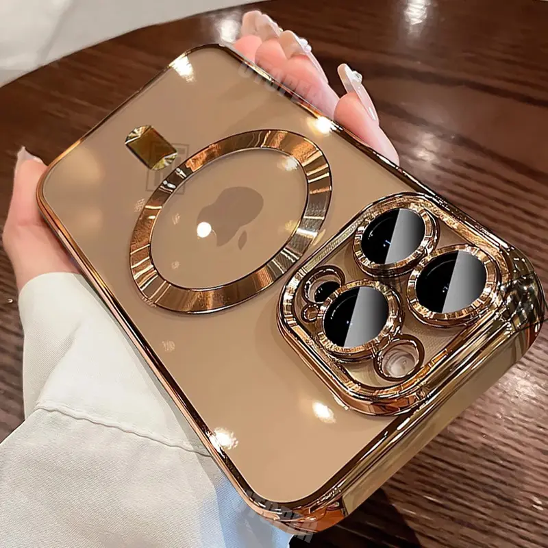 New Official Desert Gold Phone Case For iPhone 16 15 14 13 12 11 17 Pro Max Plus Clear Magsafe Magnetic Lens Protect Soft Cover