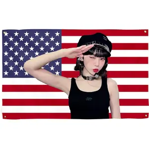 Kim Chaewone America Tapestry 3X5 Feet,Kim Chaewone USA flag Poster American flag tapestry for Bedroom Living room dorm wall with Brass Grommets Vivid Color and Fade Proof DecorationsTapestry Decor