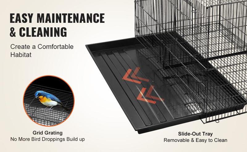 SucceBuy 30In Flight Bird Cage Stackable Divided Small Animal Cage for Kinds of Birds Pet Travel Birdcage with Handle and Perche