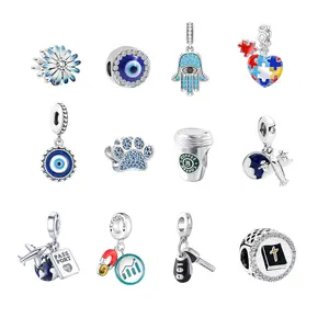 925 Sterling Silver Charm for Bracelet – Cute Heart, Butterfly, Rainbow, Apple Dangle Charms, Gift for Women