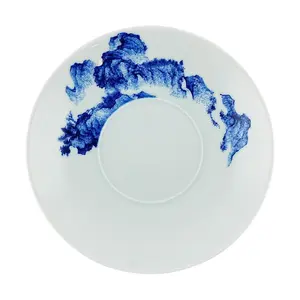 LANYINDONGFANG 8" Blue and White Porcelain Shallow Plate - Jingdezhen Ceramic Serving Dish, Elegant Chinese Style Tableware