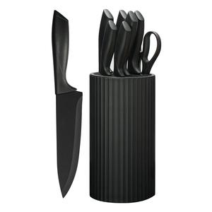 Knife Set, 8-Piece Kitchen Knife Set for Chef, Sharp Knife Set with Universal Knife Block, Anti-Rust Kitchen Knife set, Ergonomical Design (Black) summerwins