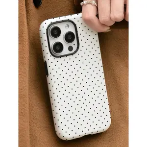 [ Compatible with magnetic and non-magnetic ] Black And White Polka Dots Two-In-One Anti-Drop Design For Film Cases Phone Case Suitable For Compatible With iPhone 17/16/15/14/13 PROMAX andiPhone 17AIR