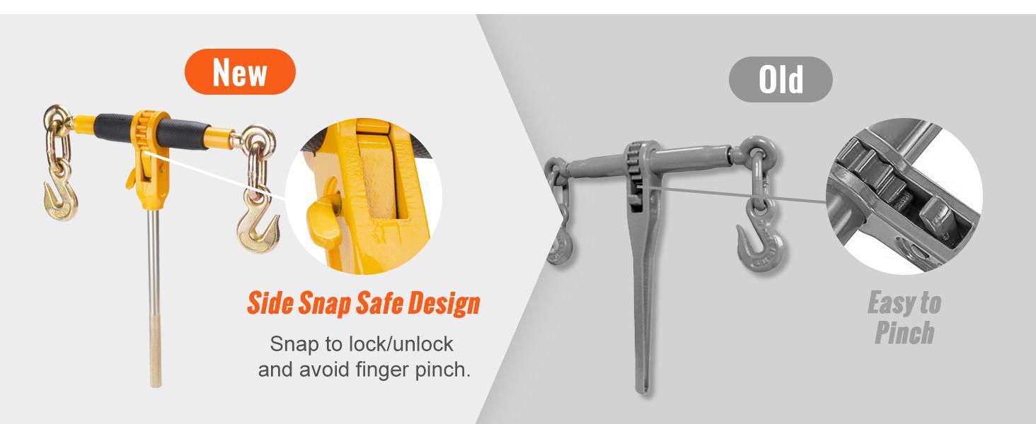 VEVOR Ratchet Chain Binder 2PCS, TikTokShopBlackFriday, 3/8"-1/2" Heavy Duty Load Binders, with G80 Chains 12000 lbs Secure Load Limit, Labor-saving Anti-skid Handle, Tie Down Hauling Chain Binders for Flatbed Truck Trailer