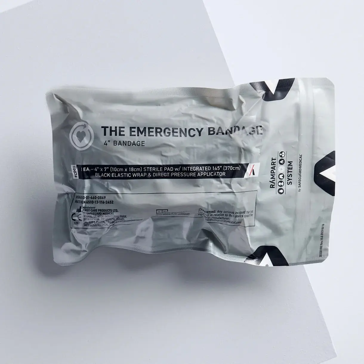 4-Inch Emergency Bandage – White AKA THE ISRAELI BANDAGE® by SAFEGUARD MEDICAL - (Limit 3 Per Customer)