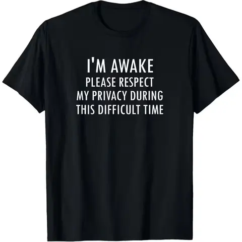 Unisex 100% Cotton Classic Shortsleeve Graphic Tshirt - Soft Casual Round Neck, Funny T Shirts for Adults, Sarcastic "I'm Awake" Joke Garment, Streetwear, Slightly Elastic Fitted Sports Top