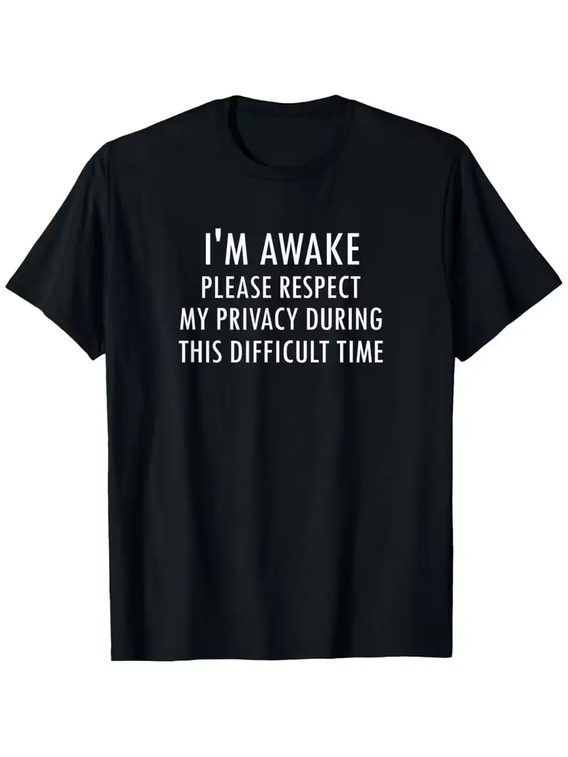 Funny, I'm Awake, Joke Sarcastic Family T-ShirtMen's and Women's Four Seasons Cotton Casual Round Neck Outdoor Personality Short-sleeved T-shirt, Men's Summer Clothes, Mens T Shirt, Slightly Elastic, 100% Cotton