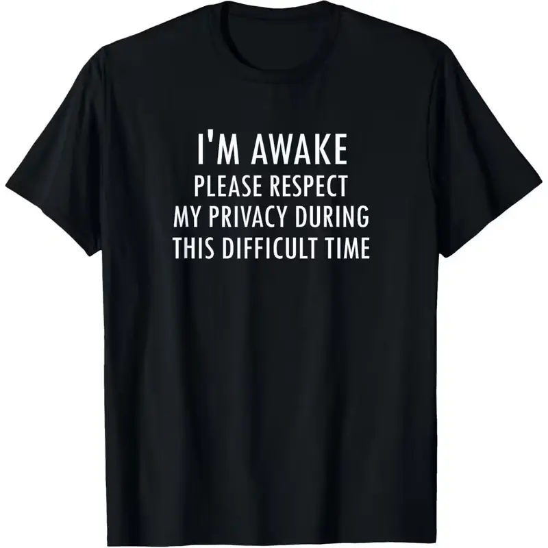 Unisex 100% Cotton Classic Shortsleeve Graphic Tshirt - Soft Casual Round Neck, Funny T Shirts for Adults, Sarcastic "I'm Awake" Joke Garment, Streetwear, Slightly Elastic Fitted Sports Top