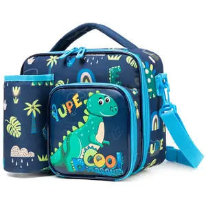 Kids Insulated Lunch Box Durable Reusable for School Travel Wild Animals Dinosaur Design outdoorfun