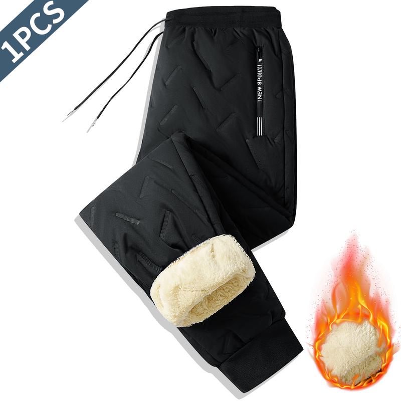 Men's Winter Warm Pants - Thick Sweatpants for Cold Weather with Drawstring Waistband, Non-Stretch Fabric, Suitable for Workouts, Running, and Everyday Wear - Straight-Leg Style with Pockets on Both Sides - Versatile Autumn and Winter Pants for Men