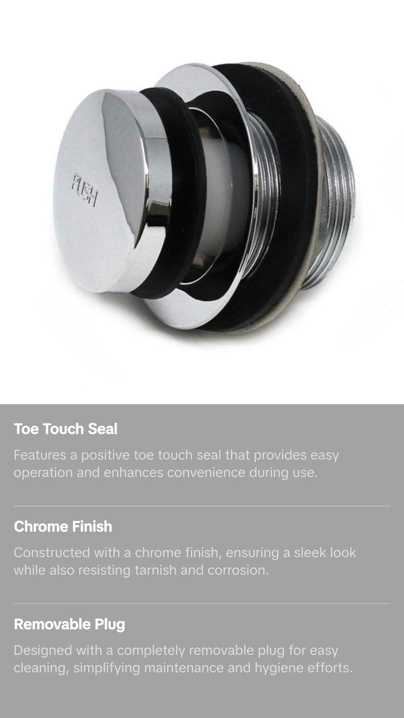 Mobile Home 1-1/2" Chrome Tub Drain with Toe Touch Seal