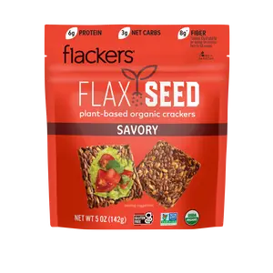 Savory Flackers Organic Flax Seed Crackers, 5oz / 6-Pack