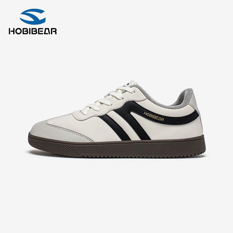 HOBIBEAR New Plush Lined Warm Loafers Flat Casual Training Shoes Lace Up Retro Style Sneakers