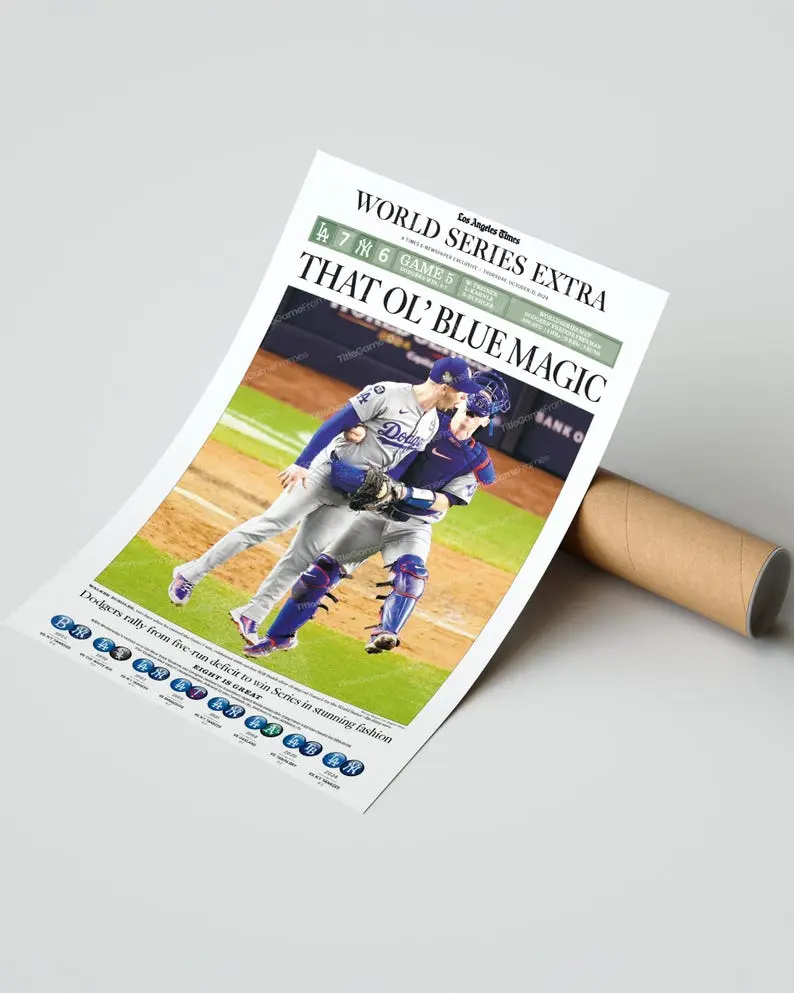 2024 LA Dodgers World Series Champions Framed Newspaper That Ol Blue Magic - No Frame
