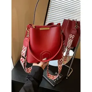 Stylish Versatile Bucket Bag, Casual Durable Tote Handbag for All Seasons, Chic Solid Color Design for Everyday Use