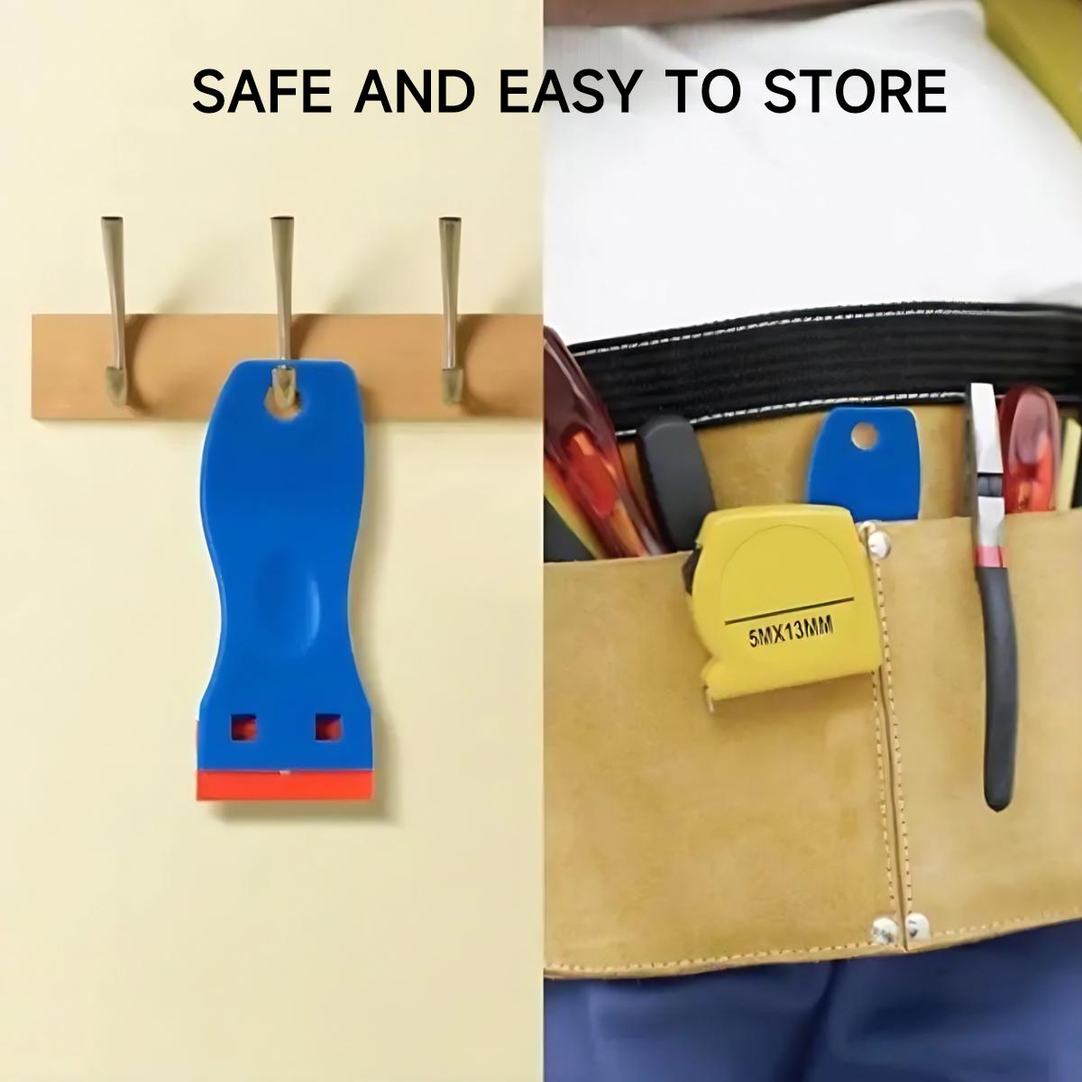 Plastic Razor Blade Scraper, Scraper Tool with 100 PCS Plastic Razor Blades for Removing Labels Adhesive Decals Sticker from Windows Glass