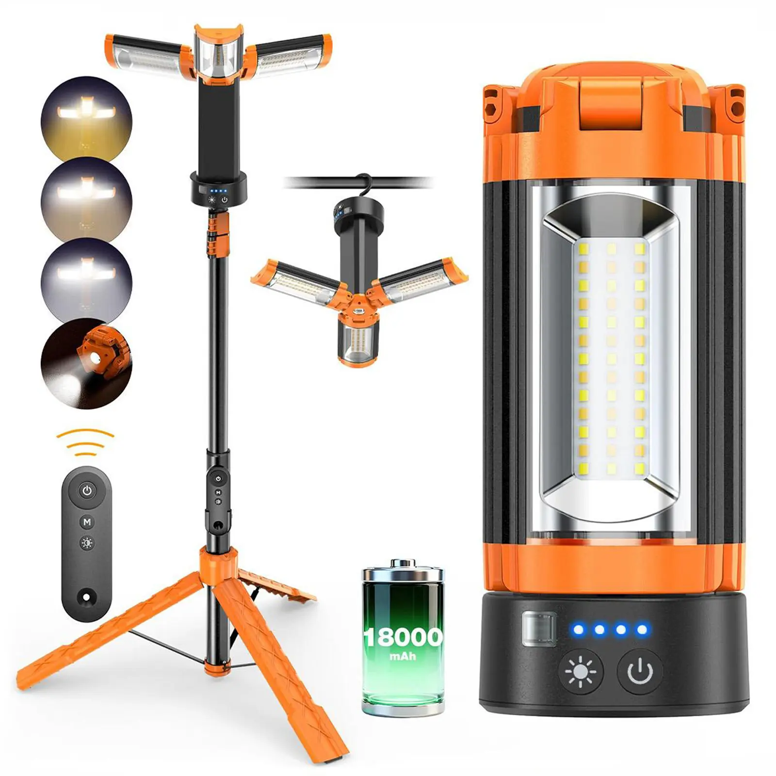 OGERY 2026 Remote-Controlled 2850LM Camping Lights with Tripod,  18000mAh Rechargeable Camping Lantern & LED Work Light, Detachable Tripod Stand up to 6.7 ft, 3 Lamp Heads for Camping & Emergency Use,back to school,back to school haul