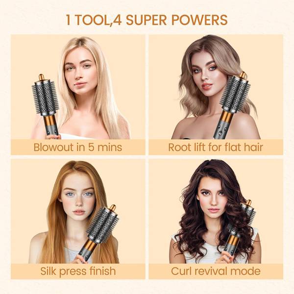 Hairdryer Attachment Set for Dyson Styling Tools - Includes Pre-Styling Paddle Brush & Round Volumising Barrel - Heat Resistant PA66 Material Hair Care Salon Handle