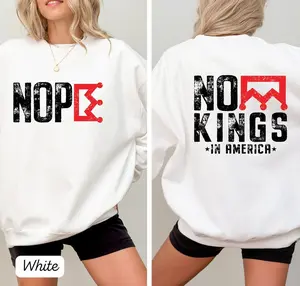 No Kings in America Hoodie, Nope Anti Trump Sweatshirt, No Kings T-Shirt, Anti Maga Shirt, Crown No Kings Sweater, Nope Kings Shirts, Political Democracy Gift
