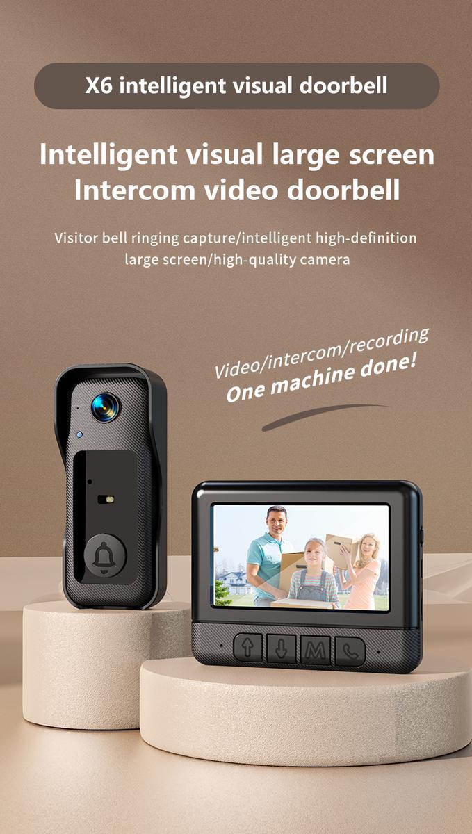 X6 Wireless Doorbell Camera，No WiFi Video Doorbell with Screen , No App, No Monthly Fees,Two-Way Talk, Night Vision，Voice Changing,Rechargeable Smart Visual Doorbell, , Safety Intercom for Privacy, Alarm, Sensor,waterproof,Security Camera Safety Phone