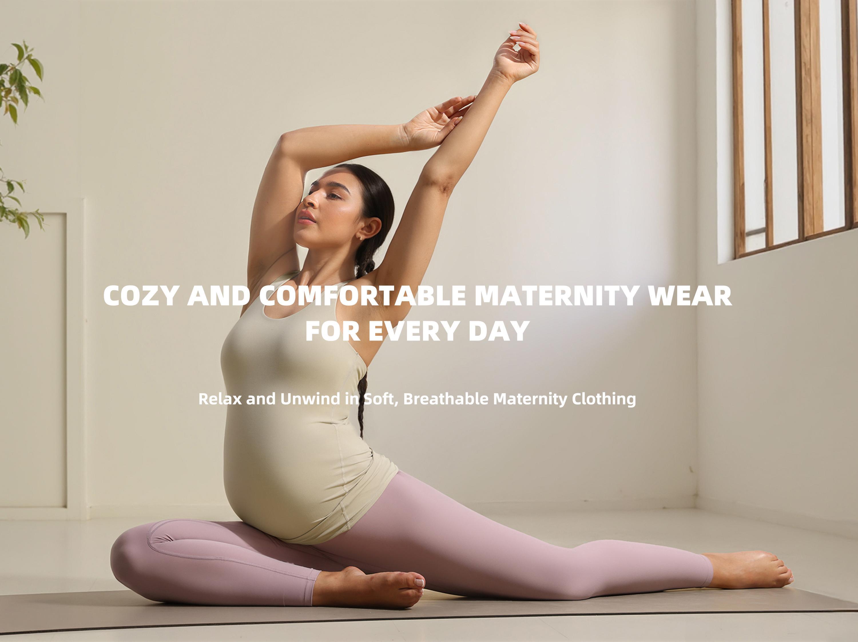 POSHDIVAH Women's Maternity Tank Tops with Built in Bra Padded Sleeveless Pregnancy Yoga Tee Workout Shirt Clothes