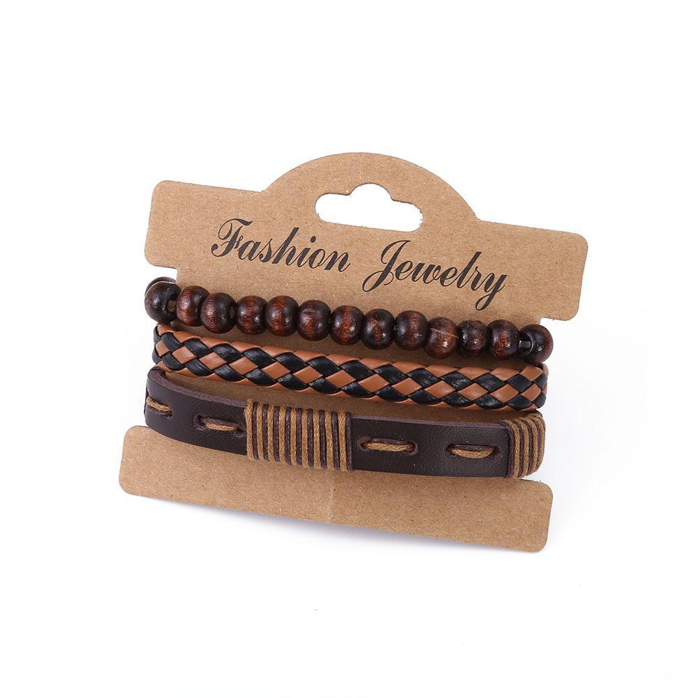12Pcs/Set Vintage Men Artificial Leather Beads Bracelets - Bohemian Ethnic Men's Tiger Eye & Moonstone Beads, Braided Leather & Synthetic Fiber Cord Stackable Bracelets Fashion Jewelry for Casual & Party Versatile Daily Wear