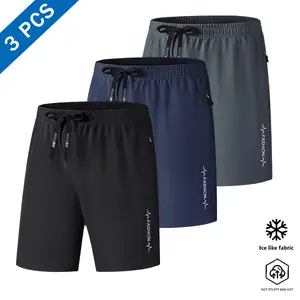 Men’s 3-Pack Summer Lightweight Breathable Shorts — Drawstring Waistband, Letter Print, for Outdoor Sports, Fitness, and Casual Wear