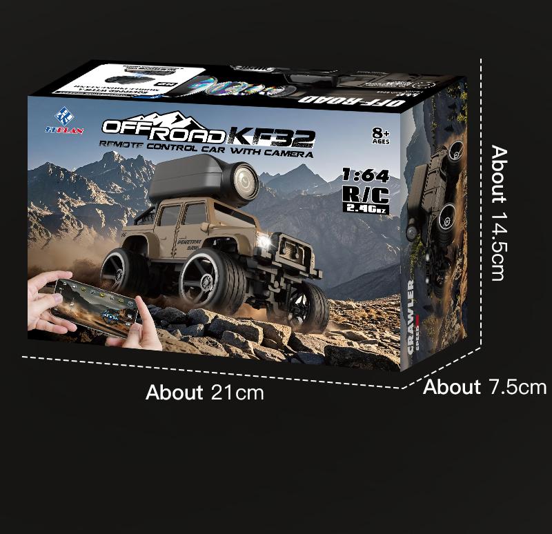 1:64 Mini RC Off-Road Monster Truck, 2.4GHz Wireless Remote Control Car with LED Lights, 720P FPV Camera, WiFi APP Control, Desktop Play, Indoor & Outdoor Toy, Holiday Gift for Adults and Kids Lighted Bluetooth Ride-On Drift USB Rechargeable LED Drift Car