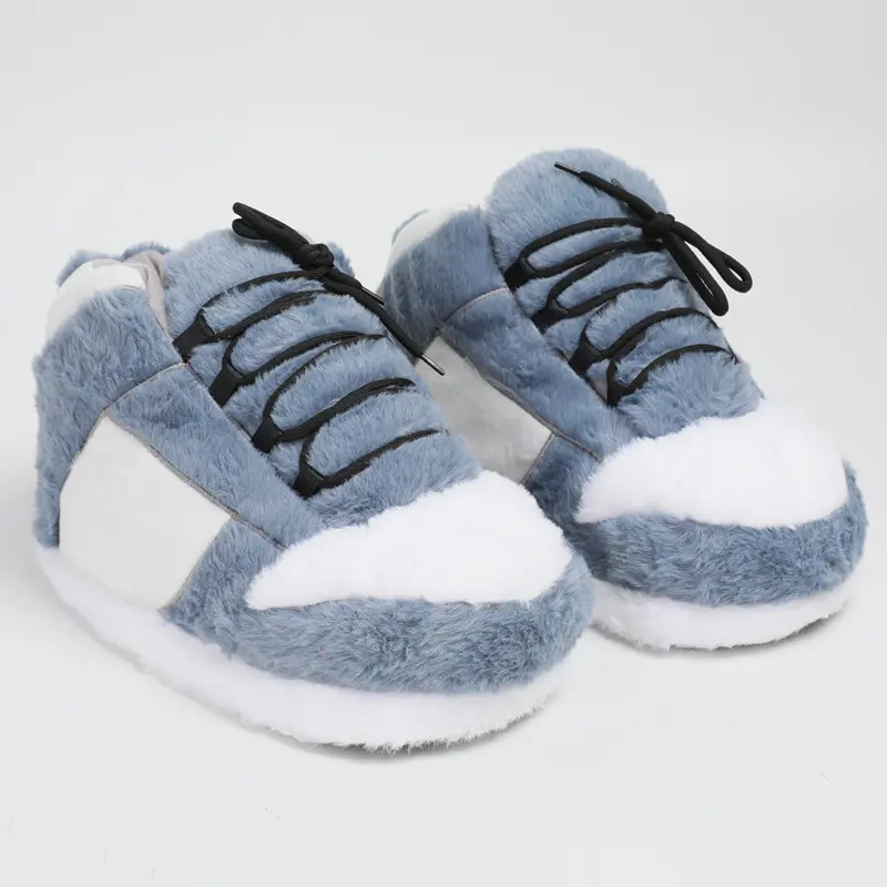 Warm Plush Sneaker Slippers, Fuzzy House Slippers, Non Slip Slippers, Trendy Anti-Slip Furry Soft House Shoes, Fluffy Unisex Comfy Home Slides, One Size Fits Most, Indoor & Outdoor