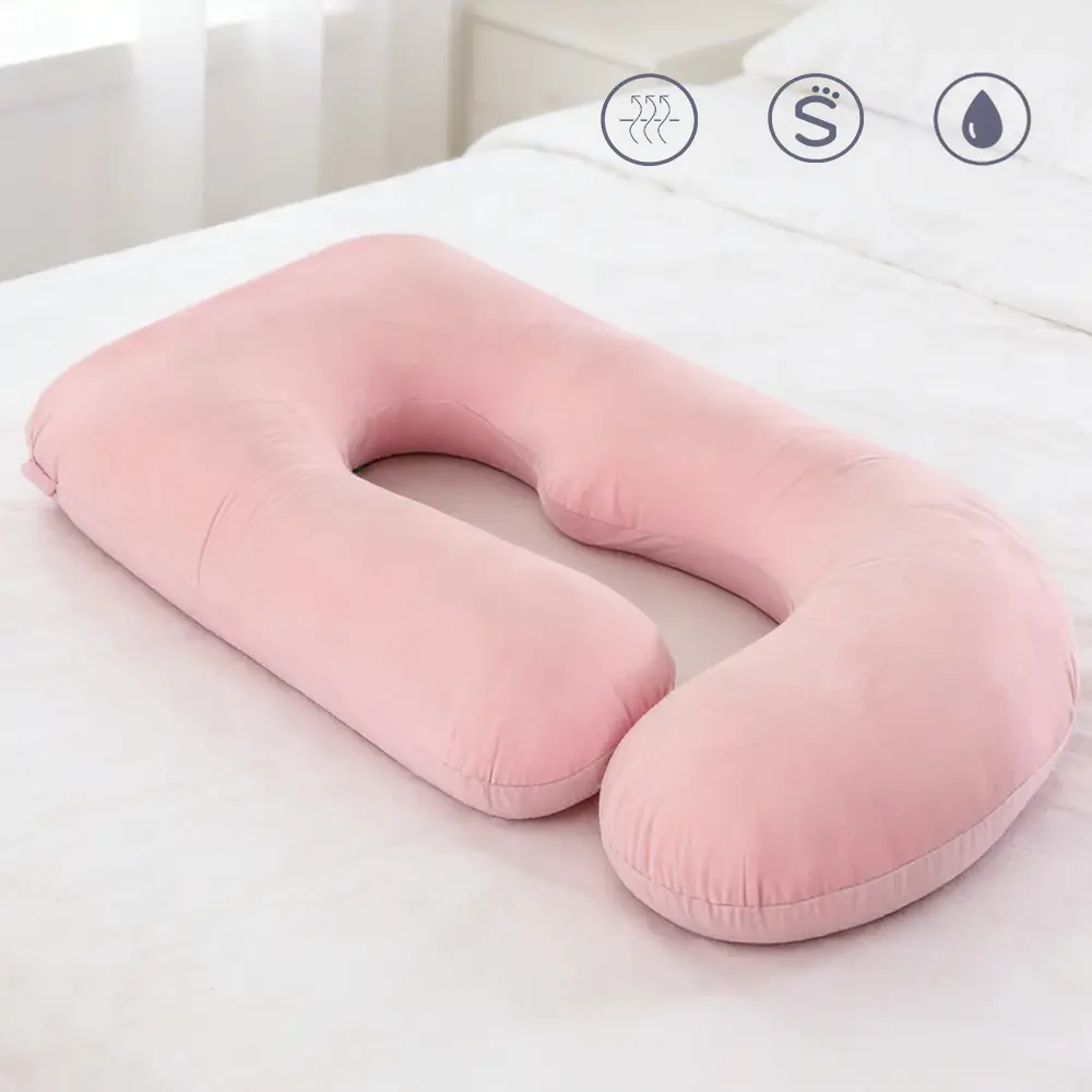 J-shaped nursing pillow for pregnant women, abdominal support for pregnant women lying on side, detachable crystal velvet J-shaped lumbar support pillow, sleeping pillow during pregnancy