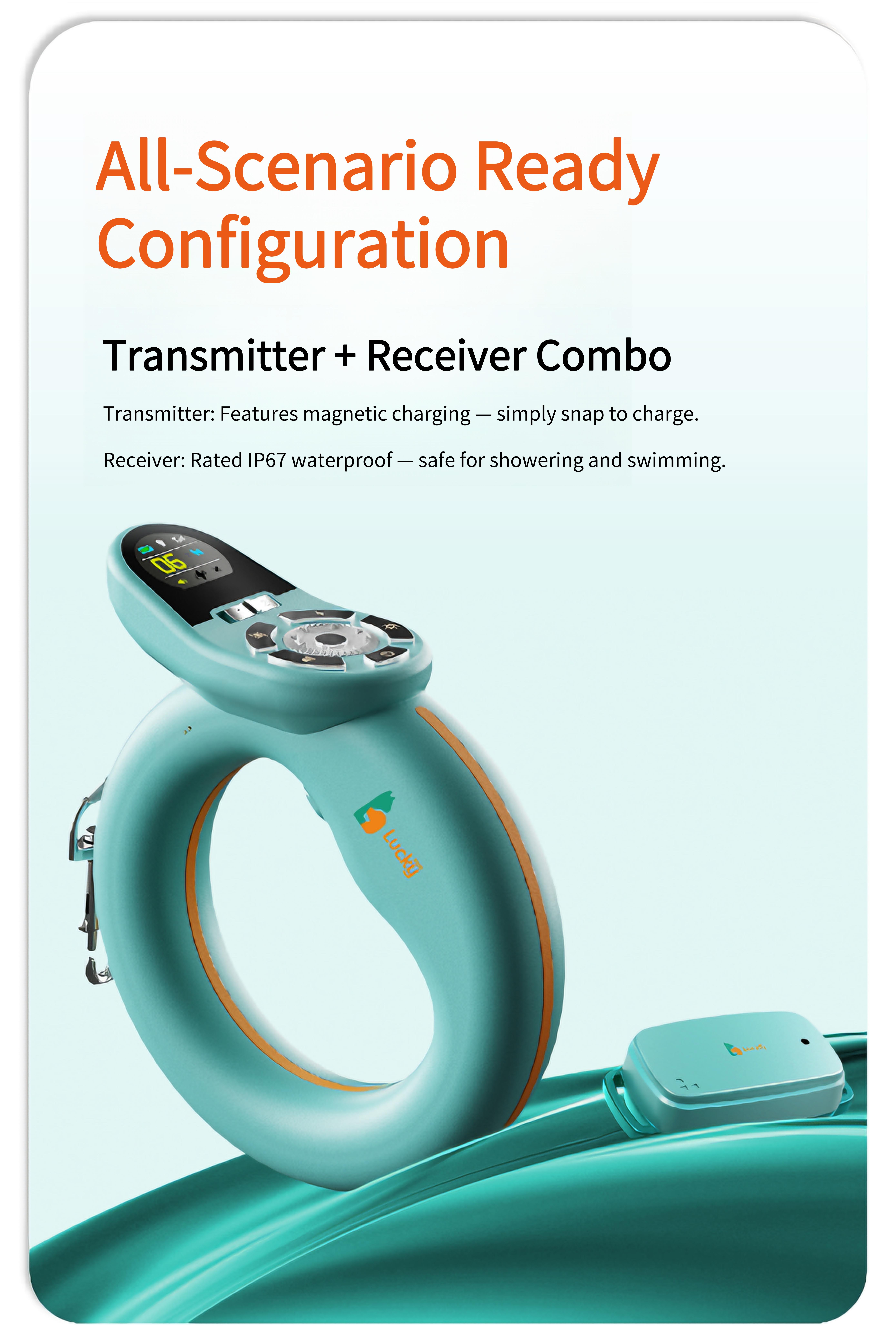 Luckymyth - Dog Training Collar  Leash – 3200ft remote control- built-in light- IP67 waterproof- magnetic charging- 30 static levels + 10 vibration/sound modes-fits dogs 10–120 lbs- integrates both leash and training capabilities-Handles two dogs at once