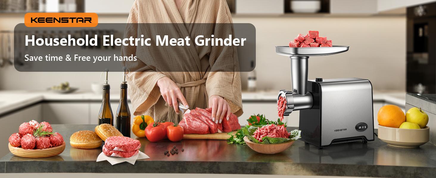Big Deal Electric Compact Meat Grinders, Stainless Steel Sausage Stuffer Maker 450W(3000W Max) Food Chopper Grinder with Blade & 3 Plates,Tubes & Kubbe Kit,Meat Mincer Machine Ground Beef/Pork Kitchen Appliances Black Grinding Household Device