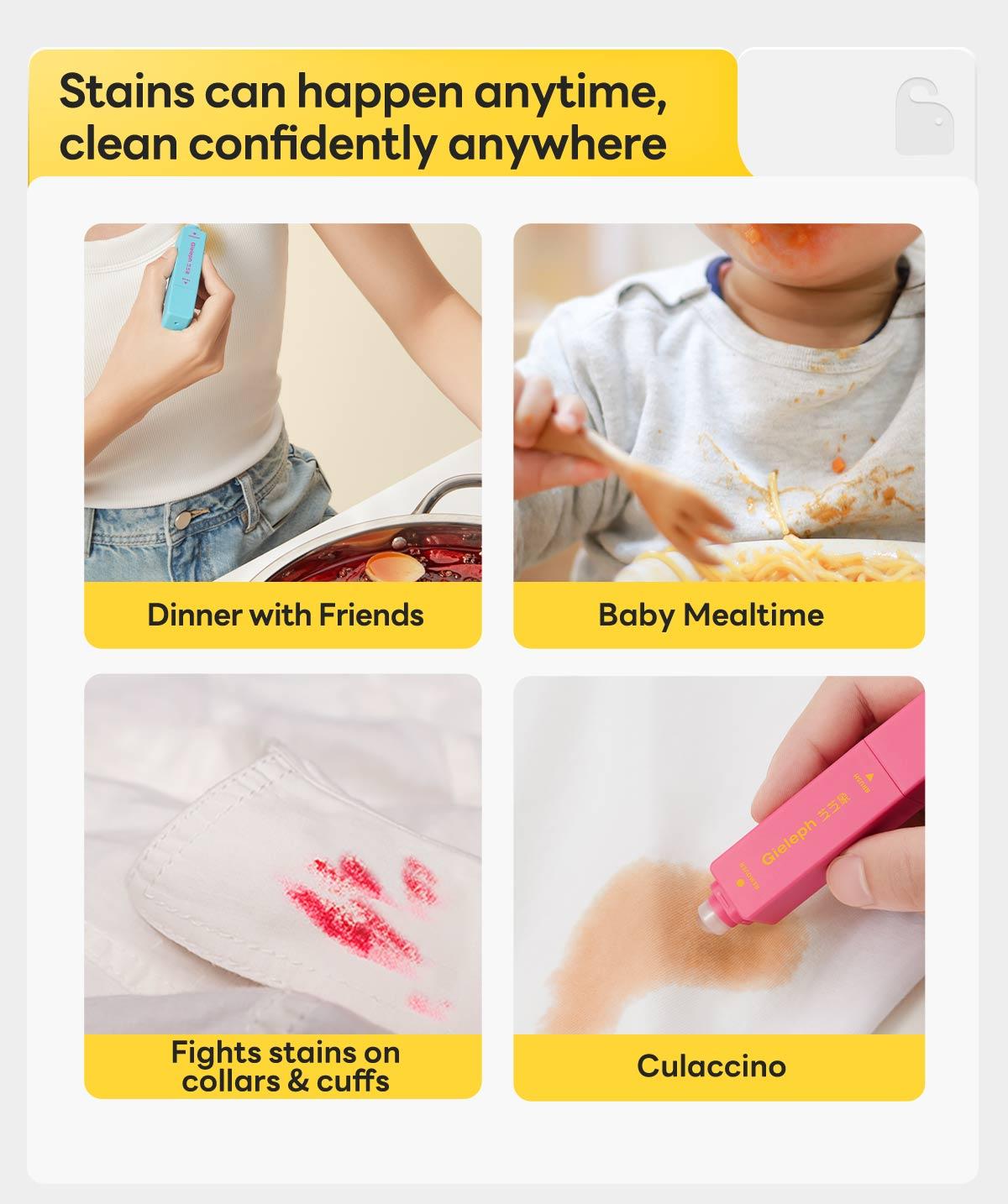 Gieleph Instant Stain Remover Pen for Clothes Fabric Shoes & Bags Portable Dual-Head Stain Eraser Pen Quick Dry Cleaning Pen for Coffee Oil Makeup & Food Stains On-the-Go Fabric Cleaner Instant Spot Cleaner Laundry & Travel Essential Household